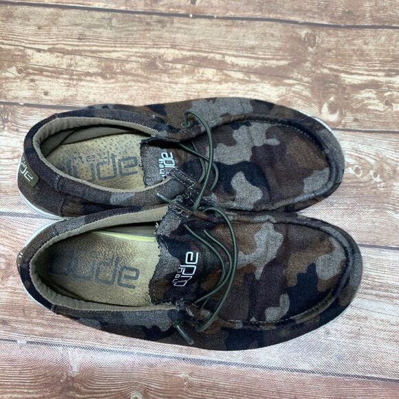 Hey Dude Wally Linen Youth Camo Size Y6 W7 EU 38 Camouflage Slip On - Picture 10 of 15